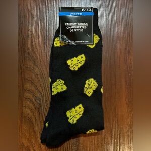 Men's Funny Novelty Black Socks with Yellow Cheese Motif - Fashion Socks